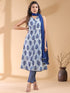 Indigo Pure Cotton Floral Printed A-line Kurta Set